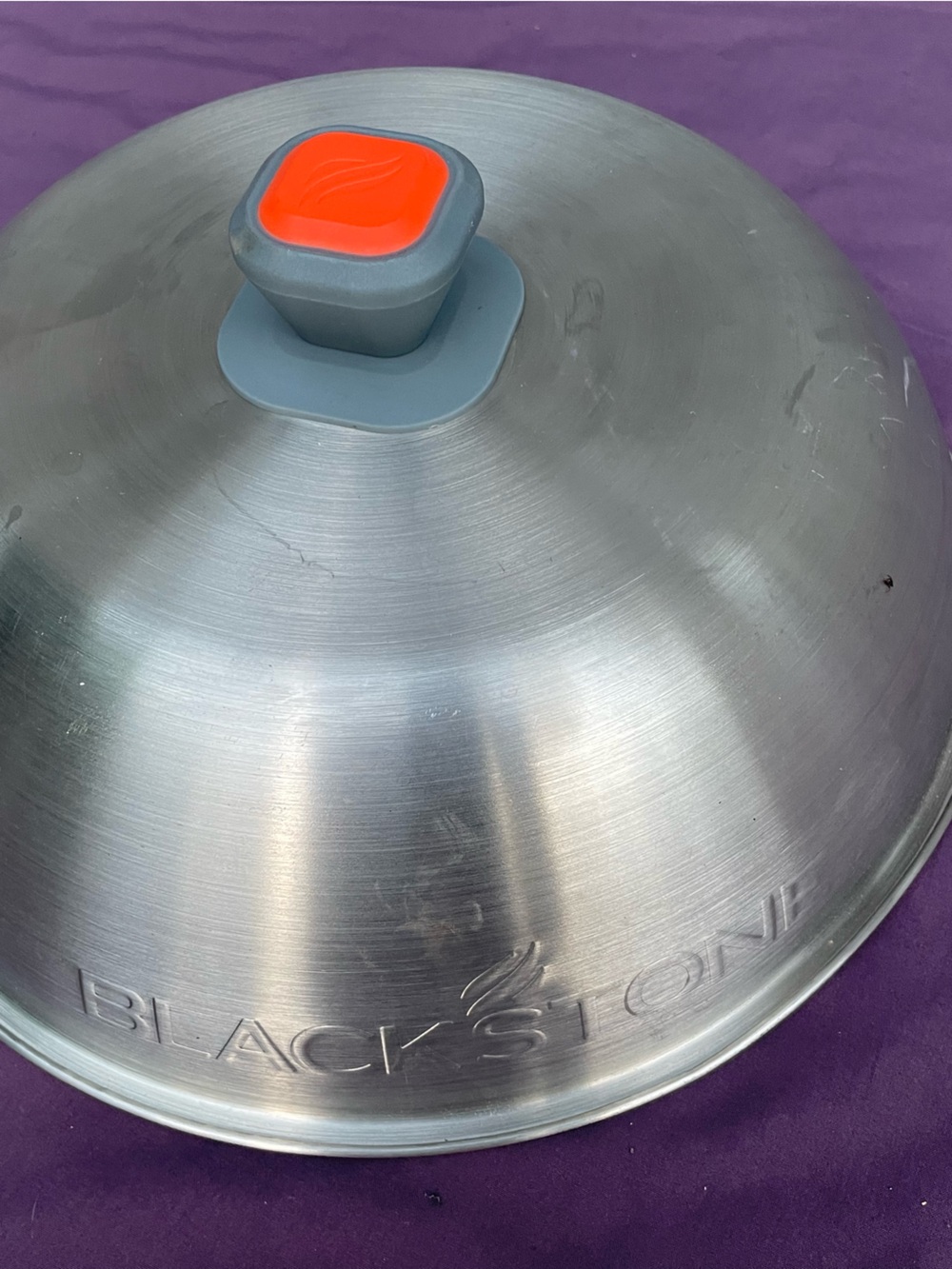 Blackstone Stainless Steel Bowl with Gray Silicone Base and Orange Accent